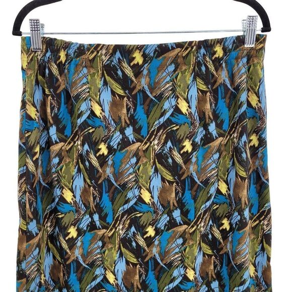 Christopher & Banks Skirt Wrap Retro 70's Abstract Mod Button Midi Blue 8 - Picture 10 of 14